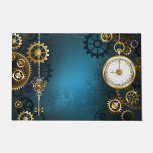 Paillasson Steampunk Arrière - plan turquoise avec Gears