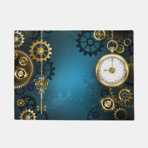 Paillasson Steampunk Arrière - plan turquoise avec Gears