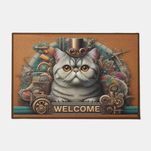 Paillasson Steampunk surréaliste Exotic Shorthair Chat Bienve