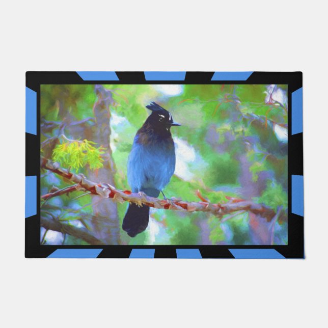 Paillasson Steller's Jay Painting - Art original pour oiseaux (Devant)