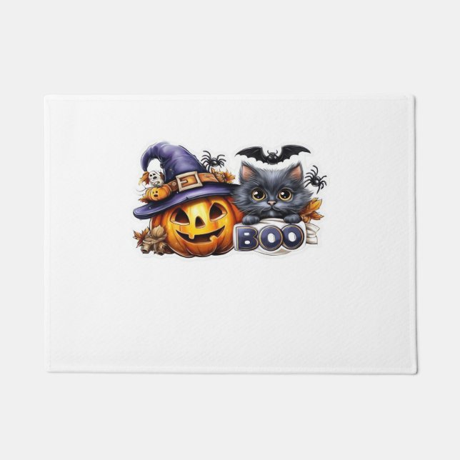 Paillasson Sticker pour chat Halloween drôle - Casquette sorc (Devant)