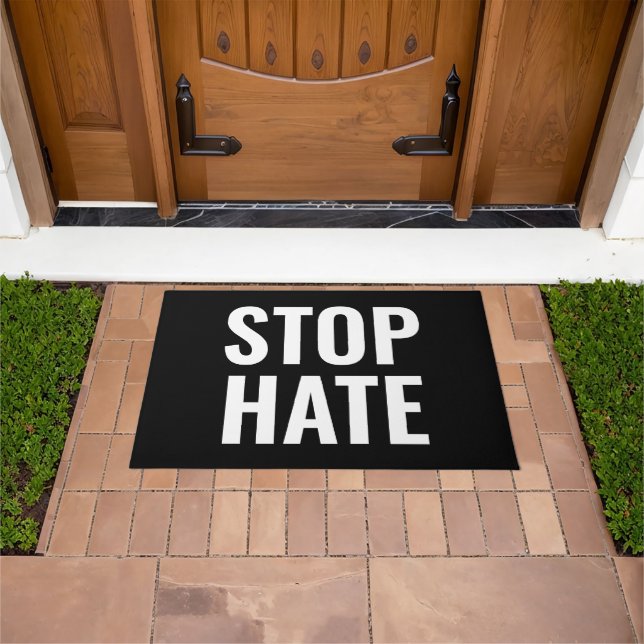 Paillasson Stop Hate, panneau noir blanc (De plein air)