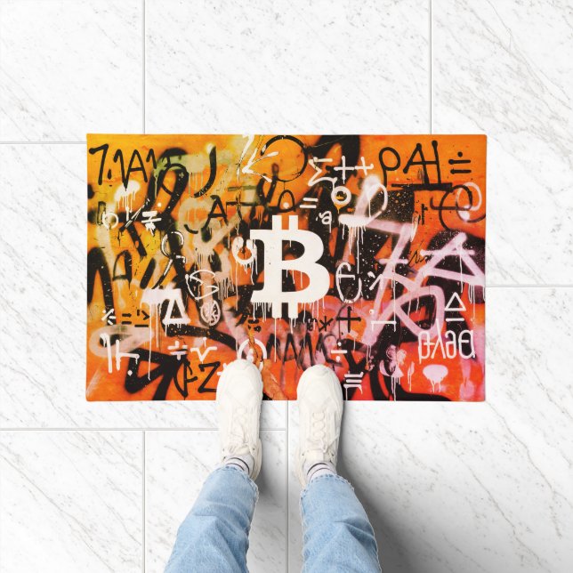 Paillasson Street Art "Bitcoin Graffiti" (Style #3) (Intérieur)