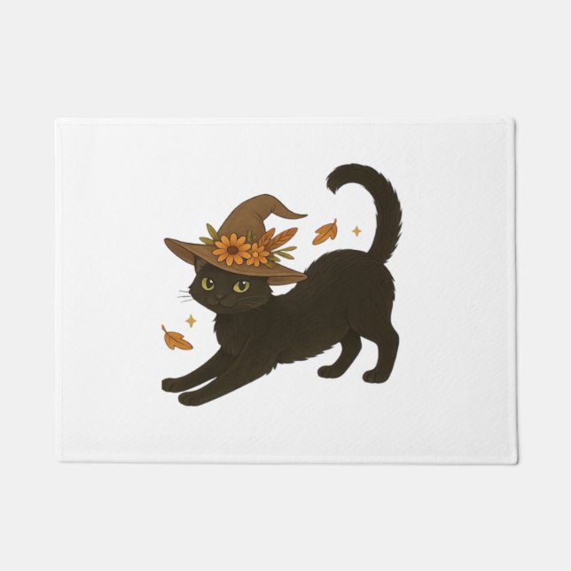 Paillasson Stretting Chat Noir - Witchy Automne Classique T-S (Devant)