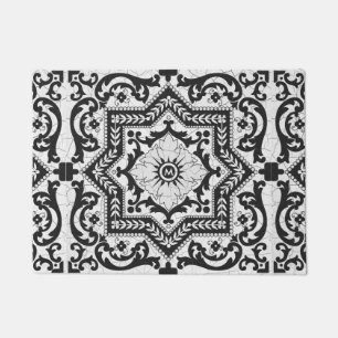 Paillasson Style azulejo en céramique noire et blanche