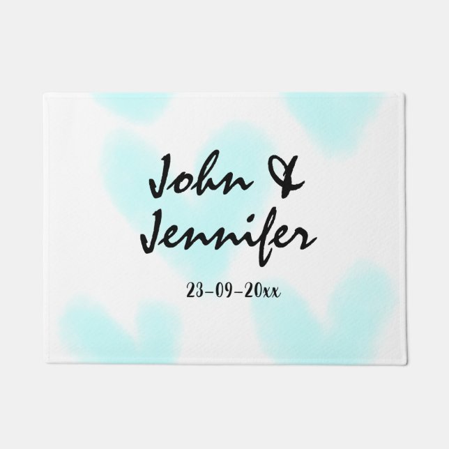 Paillasson style de texte minimal simple blanc mariage cœur b (Devant)