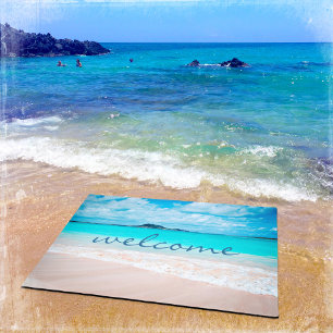 Paillasson Style moderne Hawaii Tropical Beach Photo Bienvenu