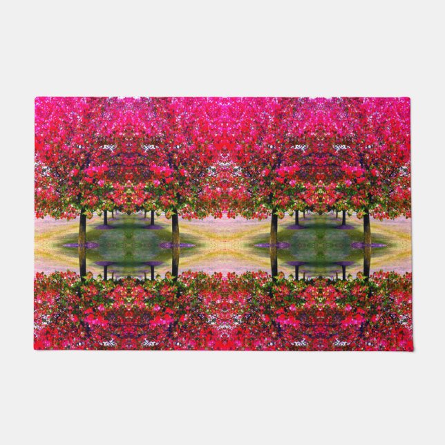 Paillasson Style monet rose paysage d'automne, feuille rose (Devant)