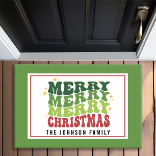 Paillasson Style Rétro Monogramme Joyeux Joyeux Noël