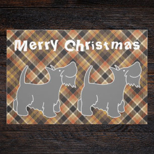 Paillasson Stylish Xmas scottish tartan baby terrier brown 
