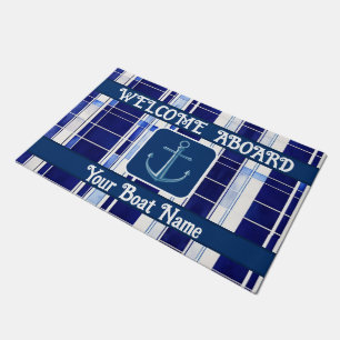 Paillasson Summer Navy Blue Boat Collection de rayures modern