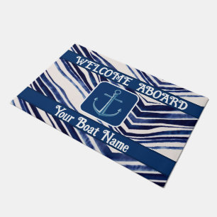 Paillasson Summer Navy Blue Boat Populaire Stripes Collection