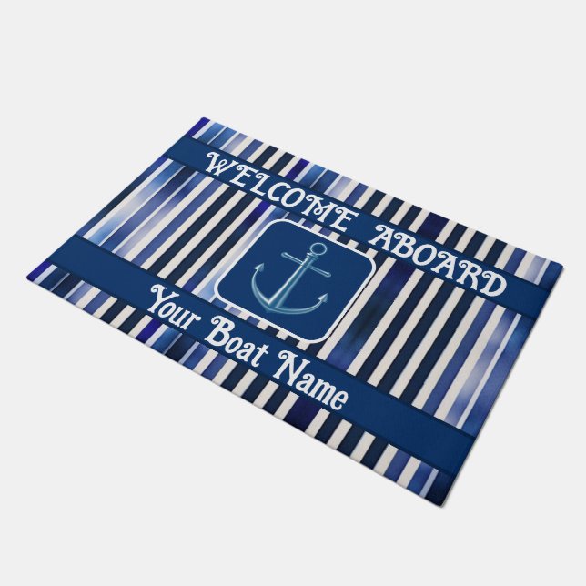 Paillasson Summer Popular Navy Blue Boat Stripes Collection (Incliné)