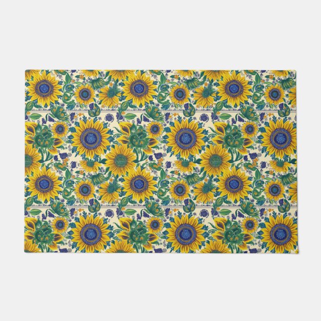Paillasson Sunflowers Ukrainian folk art Door Mat (Devant)