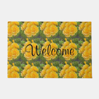 Paillasson Sunny Yellow Kaleidoscope Rose Bouquet Bienvenue