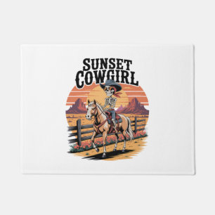 Paillasson Sunset Cowgirl Skeleton équitation Cheval