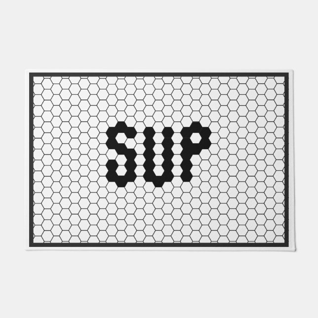Paillasson Sup Trendy Faux Carrelage noir et blanc Porte Mat (Devant)