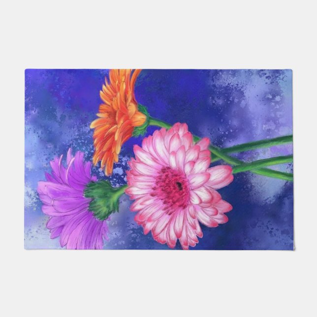 Paillasson Superbe peinture à trois couleurs Gerberas Doormat (Devant)