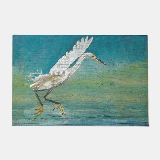 Paillasson Superbe peinture Egret Shorebird (Devant)