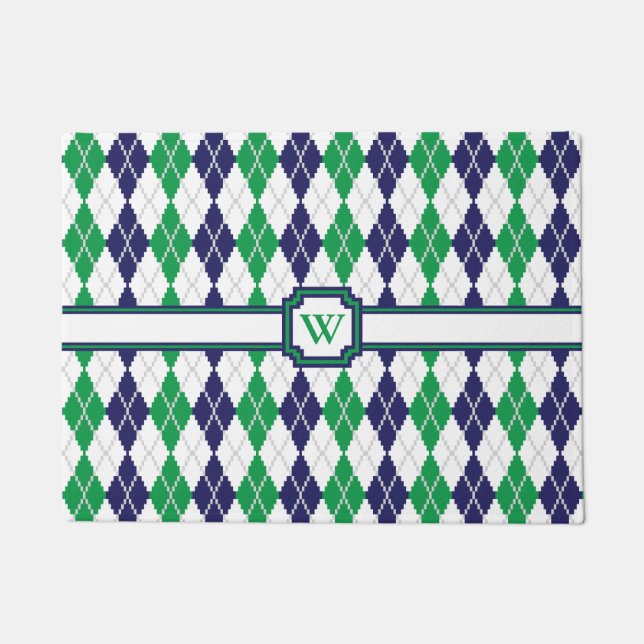 Paillasson Sur le mat de Jacquard vert (Devant)