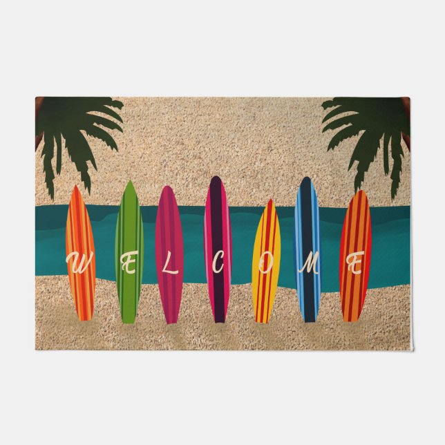 Paillasson Surfboards Front Door Mat, Surfboard amant (Devant)
