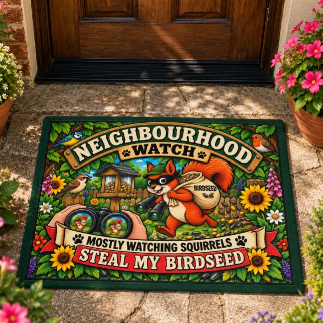 Paillasson Surveillance de quartier Drôle d'écureuil Observat (Créateur téléchargé)