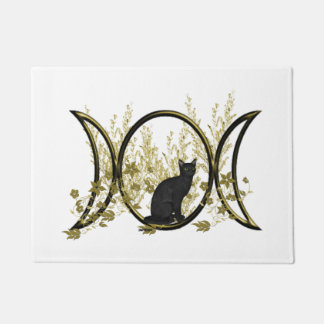 Paillasson Symbole de la lune triple chat noire