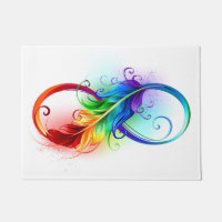Symbole d'infini avec plume arc-en-ciel