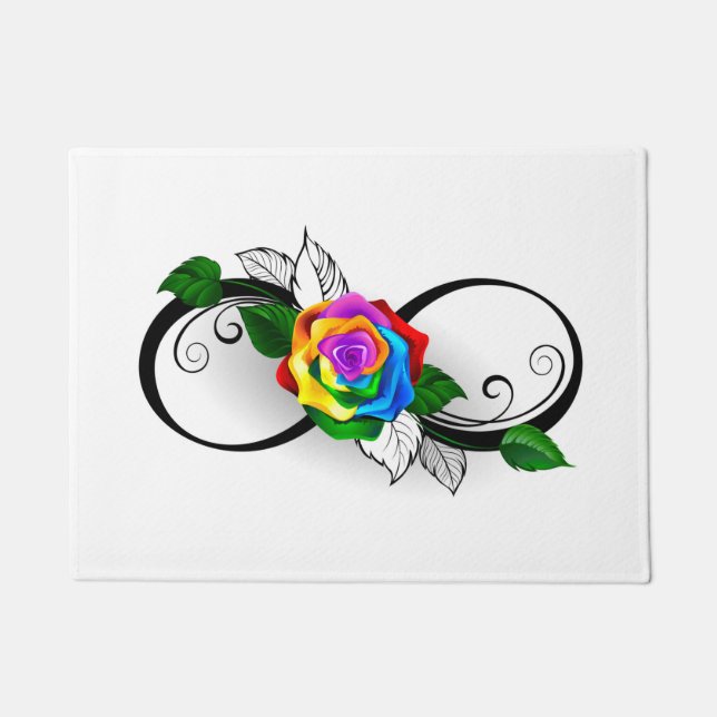 Paillasson Symbole d'infini avec Rose arc-en-ciel (Devant)