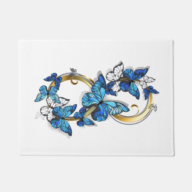 Paillasson Symbole infini de papillons Morpho bleus (Devant)