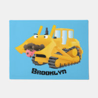 Sympa joli caractère de dessin animé au bulldozer 