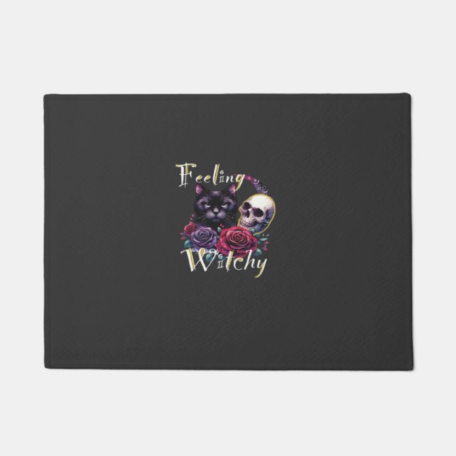 Paillasson T-shirt classique chat noir Feeling Witchy (Devant)