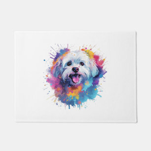 Paillasson T-Shirt de Chien Maltais Coloré Splash Art Classic