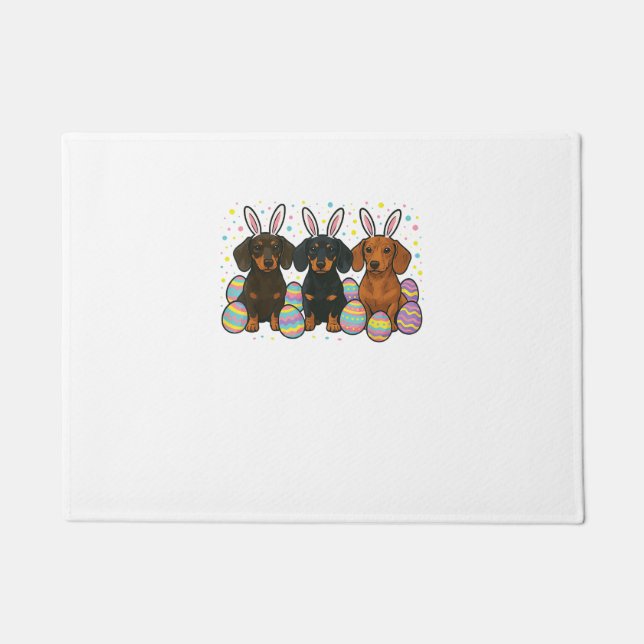 Paillasson T-Shirt de Pâques teckel (Devant)