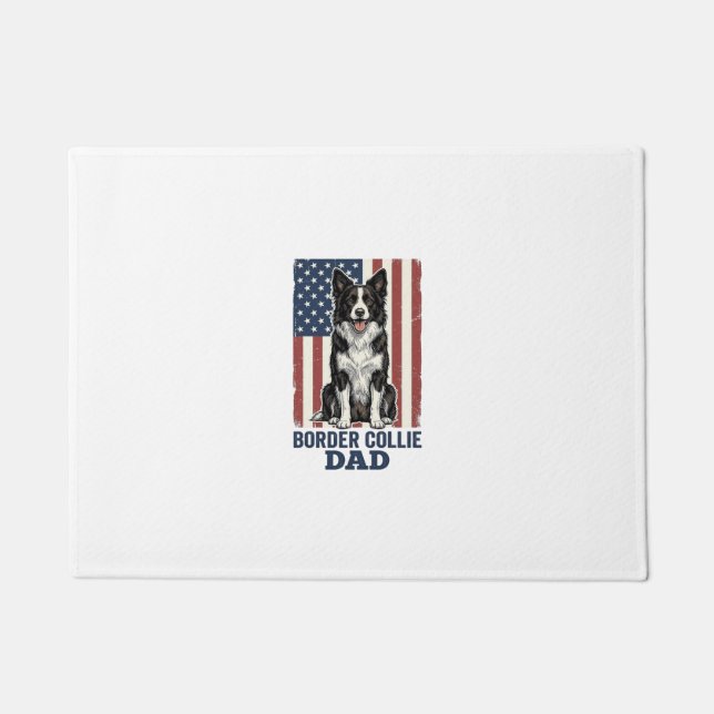 Paillasson T-shirt pour chien vintage patriotique papa Border (Devant)