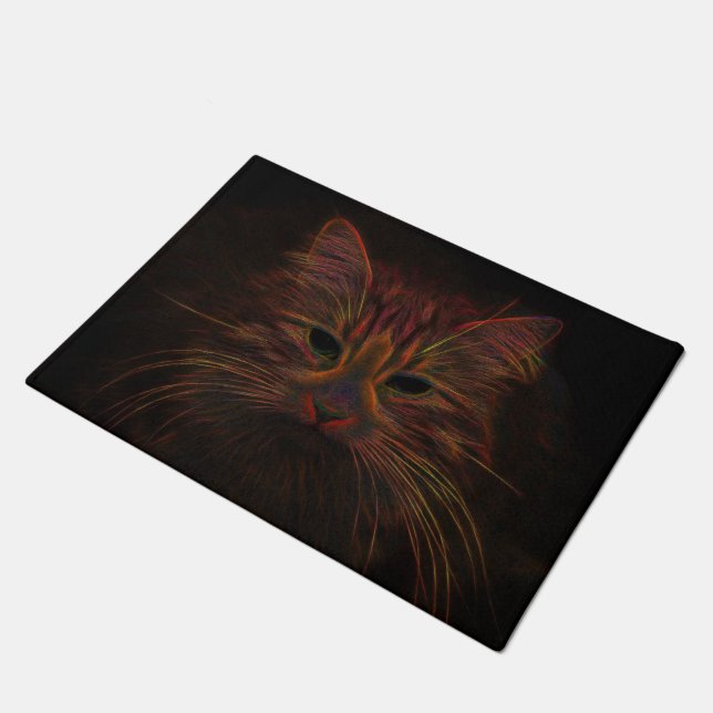 Paillasson Tabby Cat Design Orange Copper Black Photo Art (Incliné)