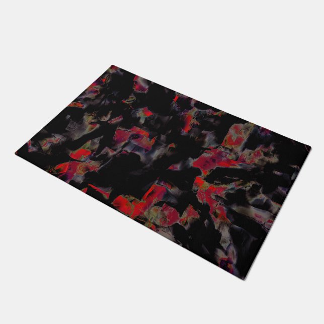 Paillasson Taches rouges flashy sur base rocheuse gris foncé, (Incliné)