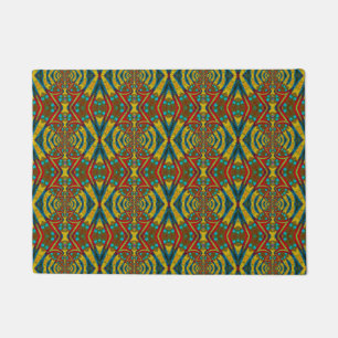 Paillasson Taille personnalisée Rouge Bleu et Jaune Tribal Pe