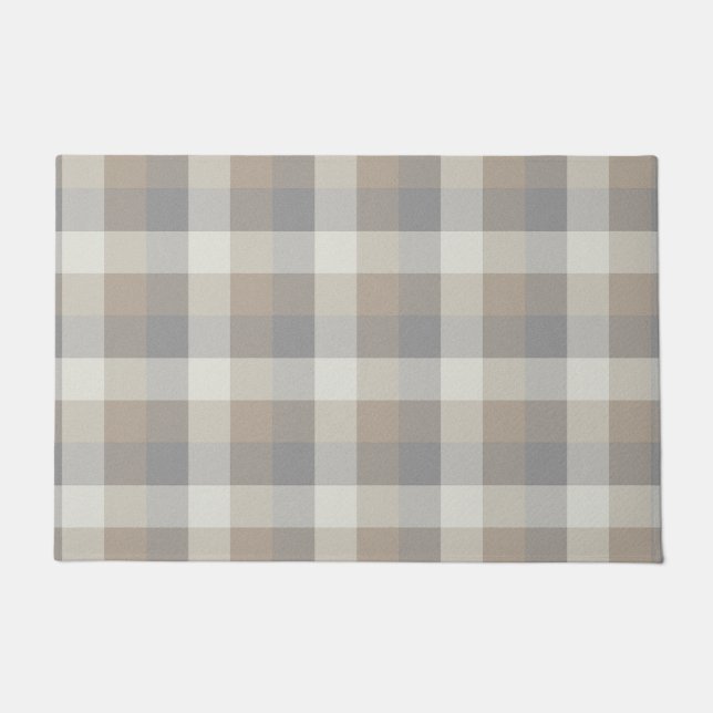 Paillasson Tan Grey Ivory Neutre Rustique Plaid (Devant)