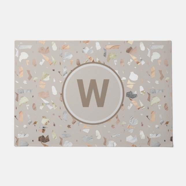Paillasson Tan Italien Terrazzo Carrelage Monogramme (Devant)