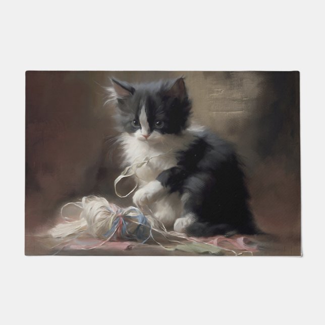 Paillasson Tangup Dans Fun Black and White Kitten (Devant)