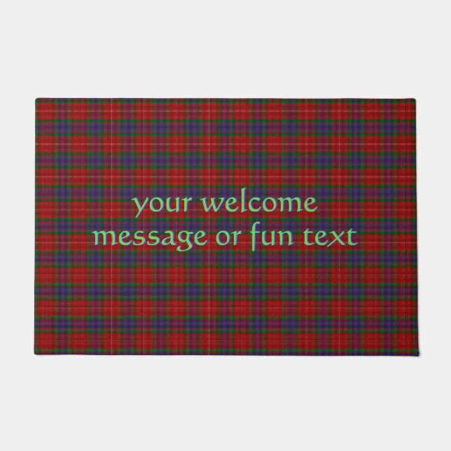 Paillasson Tartan officiel Fraser avec message / texte amusan (Devant)