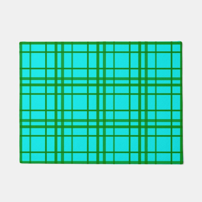 Paillasson Tartan turquoise Tartan Plaid Design Motif (Devant)