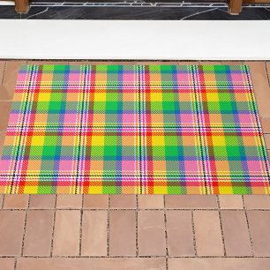 Paillasson Tartan vert rose