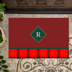 Paillasson Tartelan de Noël rouge et vert patiné Monogramme