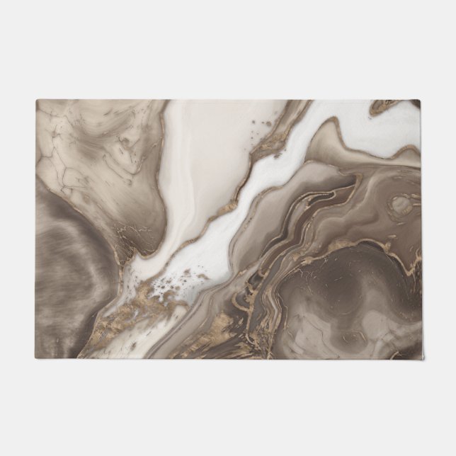 Paillasson Taupe marble and gold abstract (Devant)