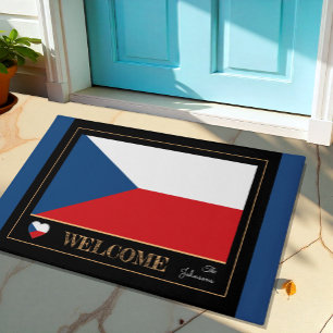 Paillasson Tchèque & Tchèque Drapeau maison mats/sports Bienv