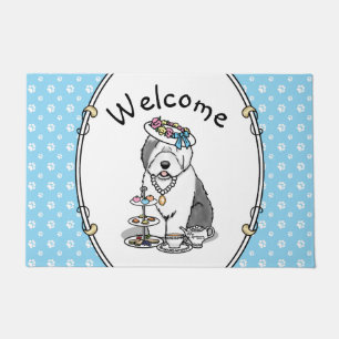 Paillasson Tea Party Vieux chien anglais (Grey 1)