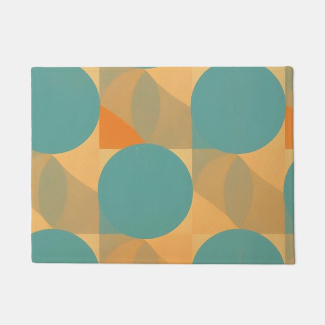 Paillasson Teal, Tan, and Orange in Retro Look Pattern (Devant)