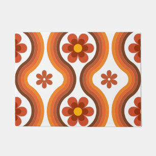 Paillasson Terracotta Mid Century Floral Moderne Arc-en-ciel 